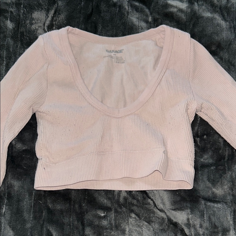 Garage Light Pink Ribbed Crop Top